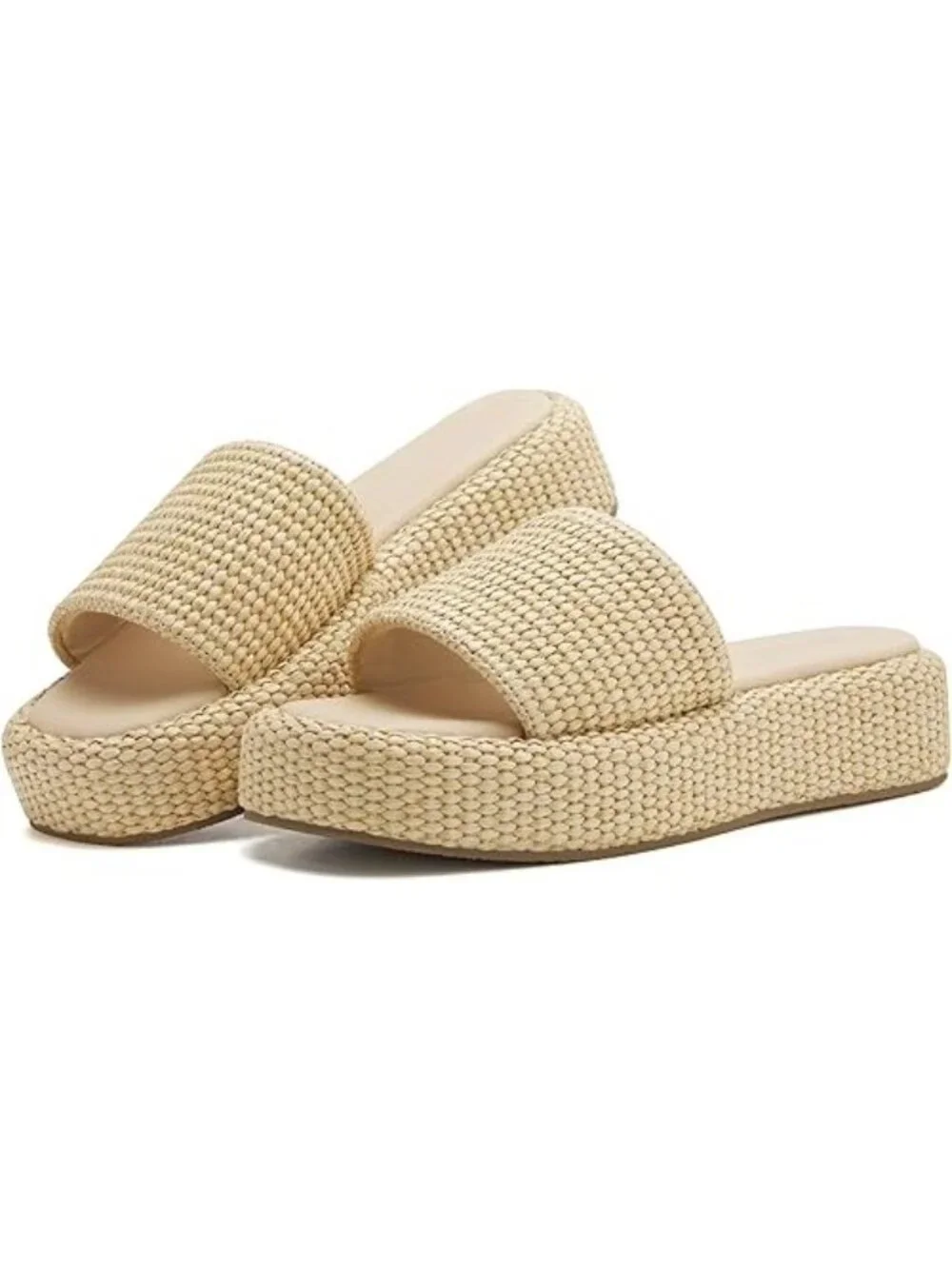 Vodvob Size 10 Sandals Espadrille Raffia Slip-On Beige 1.77